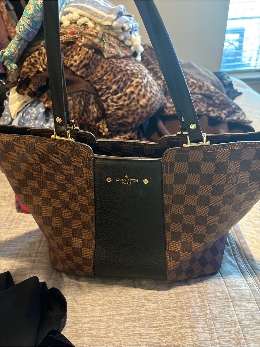 Designer Inspired Tote Bag with Black Trim